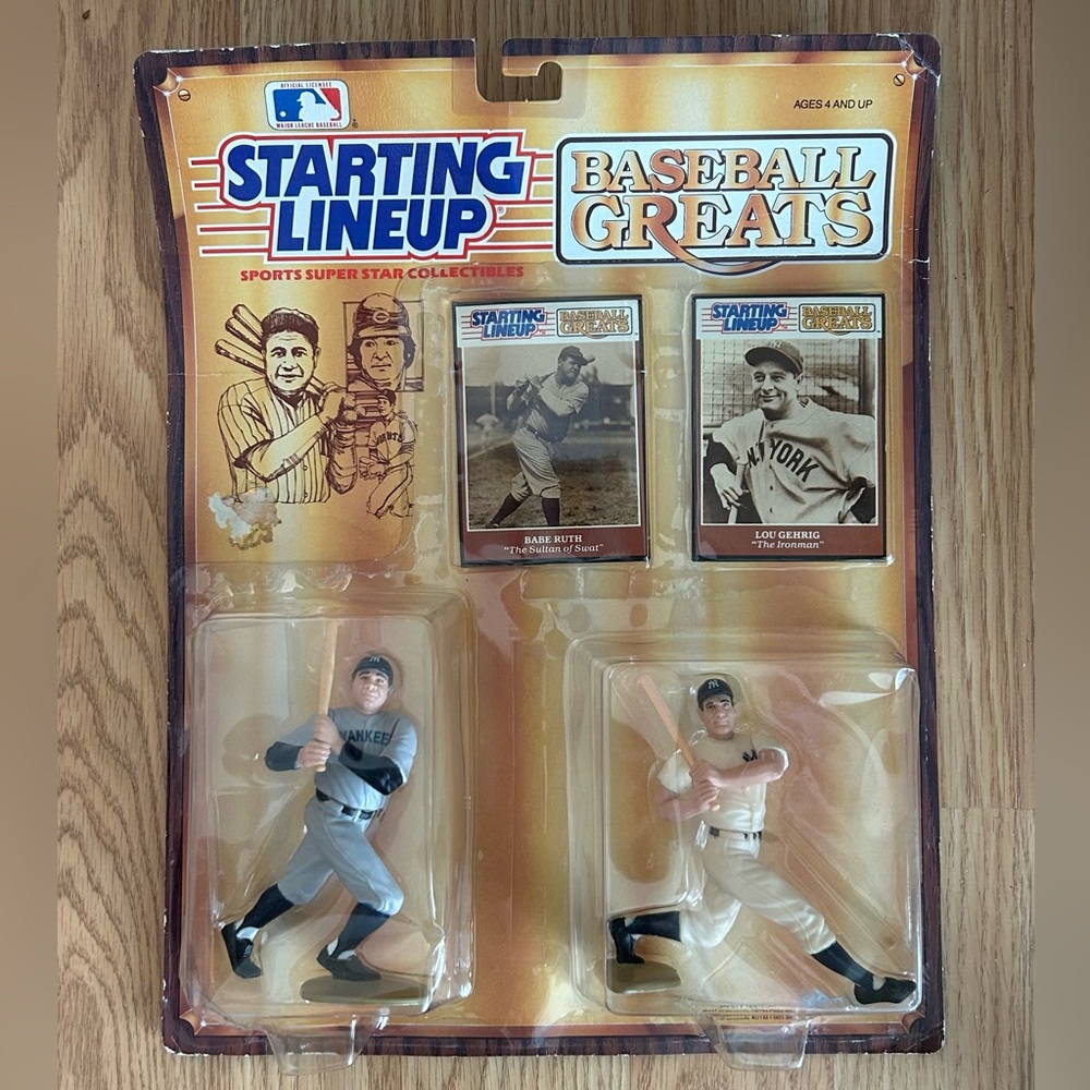 Vintage Kenner Starting Lineup Baseball Greats Figures — Babe Ruth & Lou Gehrig